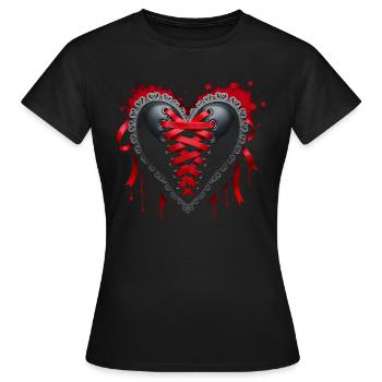 Corset coeur gothique - Saint Valentin Occulte - T-shirt Femme - noir - Devant - AI Model Female 172 dark (172cm)