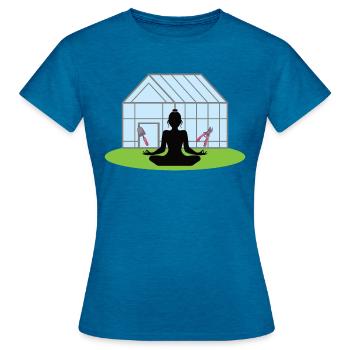 Jardiner est ma femme de yoga avec des ciseaux à la pelle - T-shirt Femme - bleu saphir antique chiné - Devant - AI Model Female 172 dark (172cm)