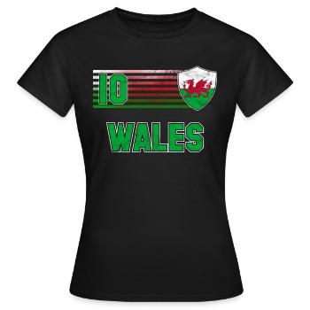Wales - Women's T-Shirt - black - Front - AI Model Female 172 dark (172cm)