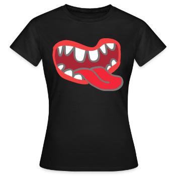 Mund mit Zunge - Frauen T-Shirt - Schwarz - Vorne - AI Model Female 172 dark (172cm)