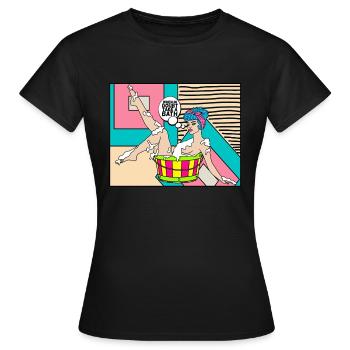 ART POP-ART ÉROTIQUE SEXY COMIC GIRL BATH - T-shirt Femme - noir - Devant - AI Model Female 172 dark (172cm)