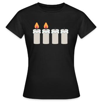 2e Couronne de l’Avent Couronne de l’Avent Bougies de l’Avent Saison de l’Avent - T-shirt Femme - noir - Devant - AI Model Female 172 dark (172cm)