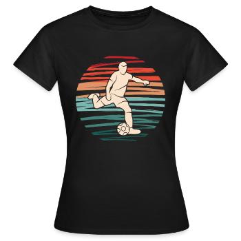 Fußball Spieler Fußballspieler Retro Fußballer - Frauen T-Shirt - Schwarz - Vorne - AI Model Female 172 dark (172cm)