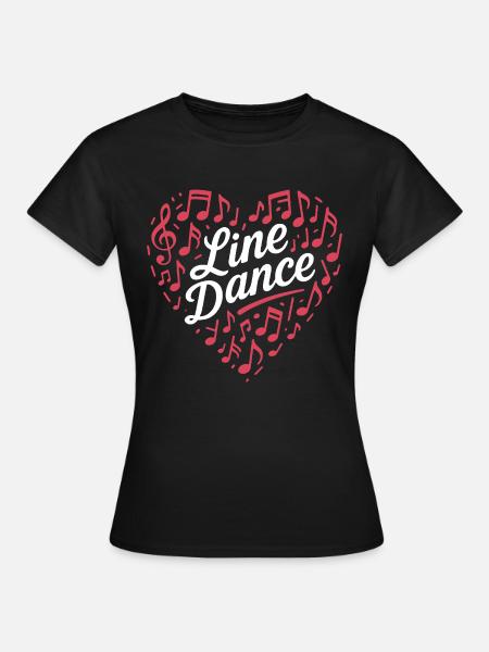 Linedance - Tanz mit Herz - Musik Geschenk - Frauen T-Shirt - Schwarz