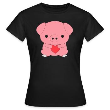 Schweinchen - Frauen T-Shirt - Schwarz - Vorne - AI Model Female 172 dark (172cm)