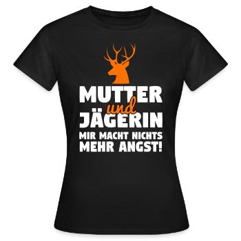Mutter Jägerin Hirsch Jagd Geweih Jäger Wild Jagen - Frauen T-Shirt - Schwarz - Vorne - AI Model Female 172 dark (172cm)