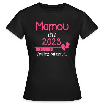 Mamou en 2023 cadeau Future Maman - T-shirt Femme - noir - Devant - AI Model Female 172 dark (172cm)