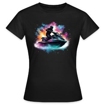 Per Jetski durch die Galaxis - Frauen T-Shirt - Schwarz - Vorne - AI Model Female 172 dark (172cm)