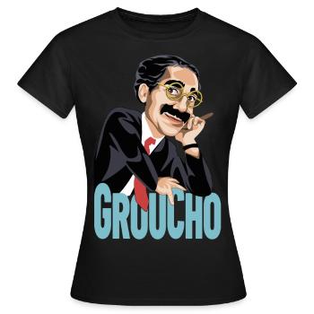 GROUCHO Le grand comédien du XXe siècle - T-shirt Femme - noir - Devant - AI Model Female 172 dark (172cm)