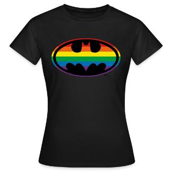Justice League Batman Regenbogen Logo - Frauen T-Shirt - Schwarz - Vorne - AI Model Female 172 dark (172cm)