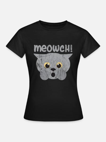 Tier wehrt Meowch! - Frauen T-Shirt - Schwarz