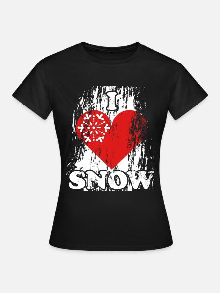 Schnee Liebe Winter Geschenk - Frauen T-Shirt - Schwarz