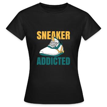 Baskets chaussures addict cadeau de sport - T-shirt Femme - noir - Devant - AI Model Female 172 dark (172cm)