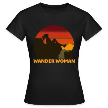 Wander Woman Wanderer Frauen Geschenk T-Shirt - Frauen T-Shirt - Schwarz - Vorne - AI Model Female 172 dark (172cm)
