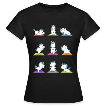 Cadeau de méditation yoga licorne Yogi Namaste - T-shirt Femme - noir - Devant - AI Model Female 172 dark (172cm)