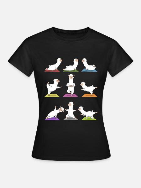 Yoga Alpaka Meditation Yogi Namaste Geschenk - Frauen T-Shirt - Schwarz