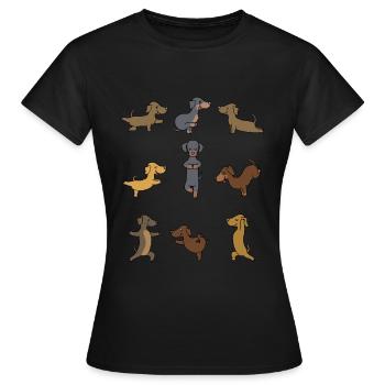 Yogi Namaste cadeau de méditation de yoga teckel - T-shirt Femme - noir - Devant - AI Model Female 172 dark (172cm)