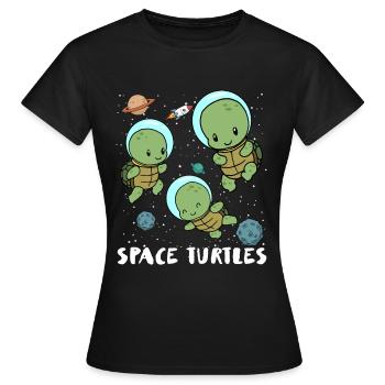 Cadeau de voyage spatial astronautes tortues de l'espace - T-shirt Femme - noir - Devant - AI Model Female 172 dark (172cm)