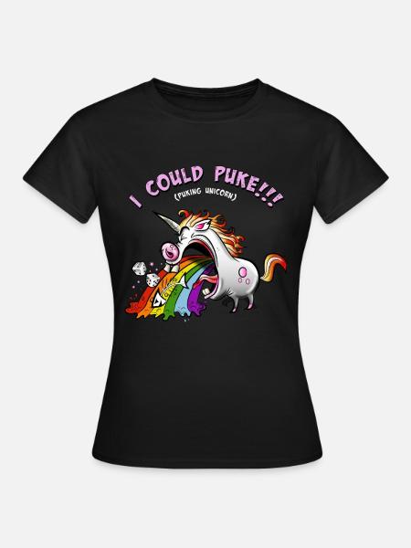 Jednorożec musi rzygać, rzygać jednorożca - Dame-T-shirt - sort
