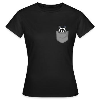 Waschbär in Brusttasche Bär in Tasche Geschenk - Frauen T-Shirt - Schwarz - Vorne - AI Model Female 172 dark (172cm)