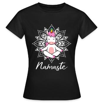 Cadeau Yogi Namaste de méditation yoga - T-shirt Femme - noir - Devant - AI Model Female 172 dark (172cm)
