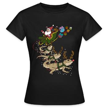 Bearded Dragon Christmas - Dame-T-shirt - sort - Foran - AI Model Female 172 dark (172cm)