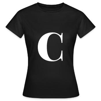 Lettre C - T-shirt Femme - noir - Devant - AI Model Female 172 dark (172cm)