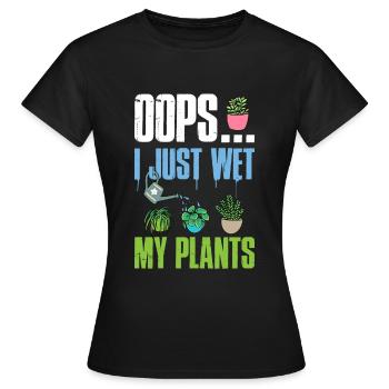 Je viens de mouiller mes plantes jardinier - T-shirt Femme - noir - Devant - AI Model Female 172 dark (172cm)