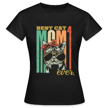 Best Cat Mom ever 4 Katzen vierfache Katzenmama - Frauen T-Shirt - Schwarz - Vorne - AI Model Female 172 dark (172cm)