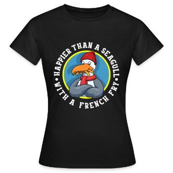 Seagull With A French Fry French Fries Gift - Women's T-Shirt - black - Front - AI Model Female 172 dark (172cm)