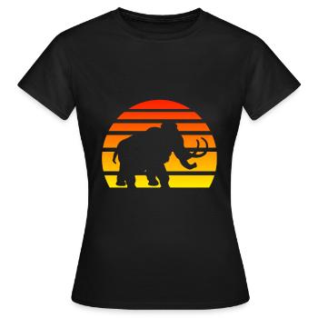 Mammut Silhouette Sonnenuntergang Steinzeit - Frauen T-Shirt - Schwarz - Vorne - AI Model Female 172 dark (172cm)