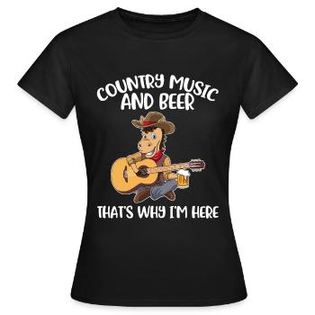 Musique country et bière Cadeau de musique country - T-shirt Femme - noir - Devant - AI Model Female 172 dark (172cm)