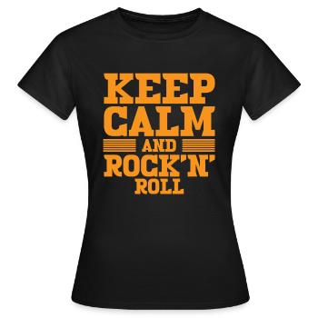 Keep Calm and Rock and Roll - Frauen T-Shirt - Schwarz - Vorne - AI Model Female 172 dark (172cm)