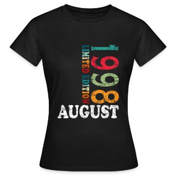 Août 1998 Anniversaire Août 1998 Août - T-shirt Femme - noir - Devant - AI Model Female 172 dark (172cm)