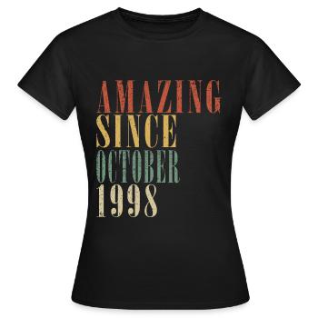 october 1998 anniversary october 1998 october - Women's T-Shirt - black - Front - AI Model Female 172 dark (172cm)