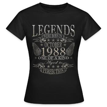 october 1988 anniversary october 1988 october - Women's T-Shirt - black - Front - AI Model Female 172 dark (172cm)