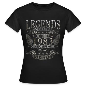 october 1983 anniversary october 1983 october - Women's T-Shirt - black - Front - AI Model Female 172 dark (172cm)
