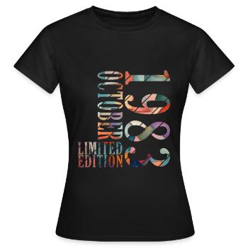 october 1983 anniversary october 1983 october - Women's T-Shirt - black - Front - AI Model Female 172 dark (172cm)