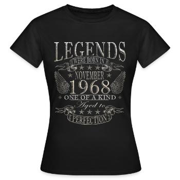 Novembre 1968 Anniversaire Novembre 1968 Novembre - T-shirt Femme - noir - Devant - AI Model Female 172 dark (172cm)