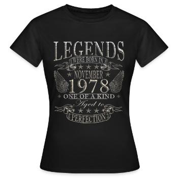Novembre 1978 Anniversaire Novembre 1978 Novembre - T-shirt Femme - noir - Devant - AI Model Female 172 dark (172cm)
