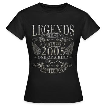 Novembre 2005 Anniversaire Novembre 2005 Novembre - T-shirt Femme - noir - Devant - AI Model Female 172 dark (172cm)
