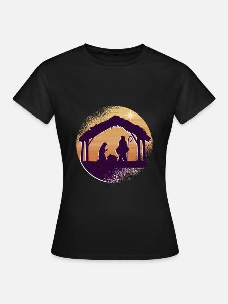 Frohe Weihnachten geburt Jesus - Frauen T-Shirt - Schwarz
