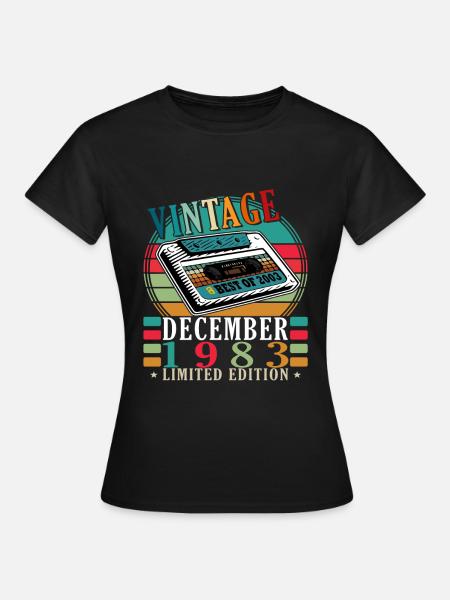 Dezember 1983 Jahrgang Geburtstag Vintage Geschenk - Frauen T-Shirt - Schwarz
