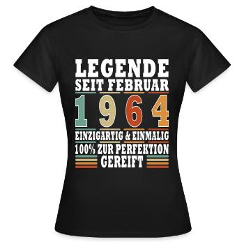 Februar 1964 Geburtstag Februar 1964 Februar - Frauen T-Shirt - Schwarz - Vorne - AI Model Female 172 dark (172cm)