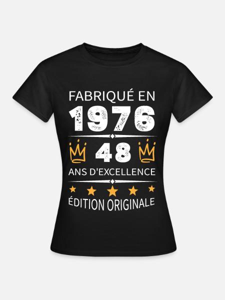 Baujahr 1976 Jahrgang 1976 48 Jahre Jubiläum - Frauen T-Shirt - Schwarz
