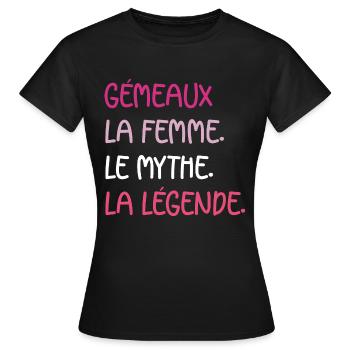 gémeaux - T-shirt Femme - noir - Devant - AI Model Female 172 dark (172cm)