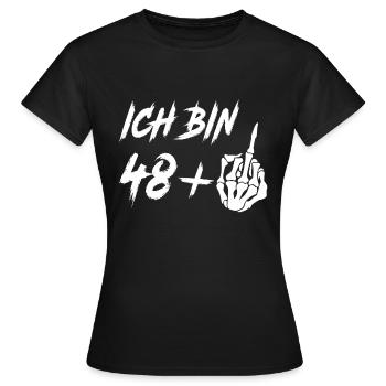 49. Geburtstag 48 + Mittelfinger 49 Jahre - Frauen T-Shirt - Schwarz - Vorne - AI Model Female 172 dark (172cm)
