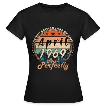 Avril 1969 Anniversaire Avril 1969 Avril - T-shirt Femme - noir - Devant - AI Model Female 172 dark (172cm)