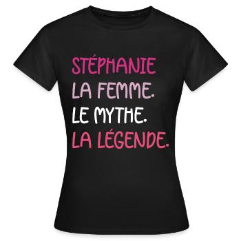 stéphanie - T-shirt Femme - noir - Devant - AI Model Female 172 dark (172cm)