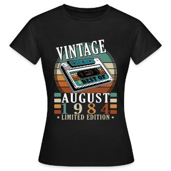 Août 1984 Août Anniversaire 1984 Août - T-shirt Femme - noir - Devant - AI Model Female 172 dark (172cm)